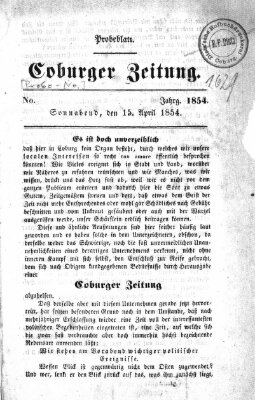 Coburger Zeitung Samstag 15. April 1854