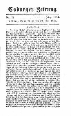 Coburger Zeitung Donnerstag 22. Juni 1854