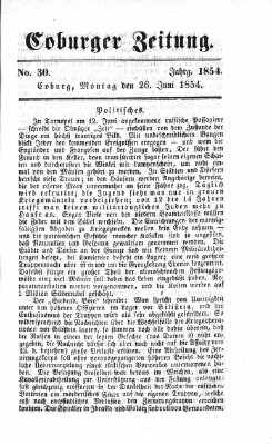 Coburger Zeitung Montag 26. Juni 1854