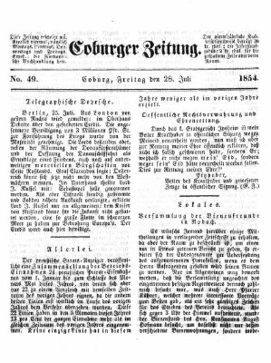 Coburger Zeitung Freitag 28. Juli 1854