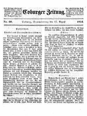 Coburger Zeitung Donnerstag 17. August 1854