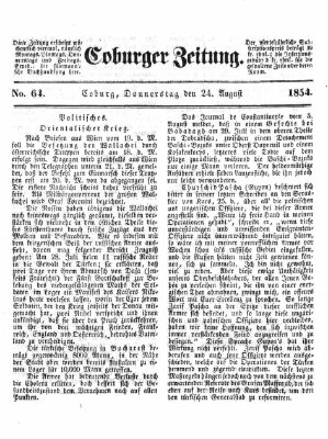 Coburger Zeitung Donnerstag 24. August 1854