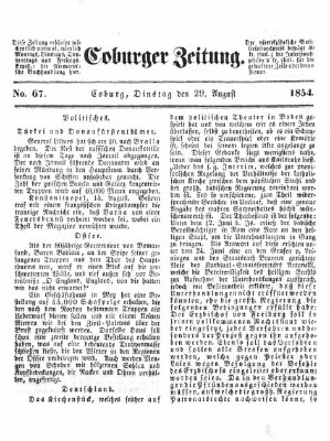 Coburger Zeitung Dienstag 29. August 1854