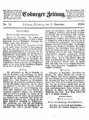 Coburger Zeitung Dienstag 5. September 1854