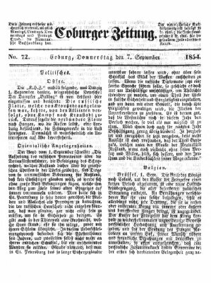 Coburger Zeitung Donnerstag 7. September 1854