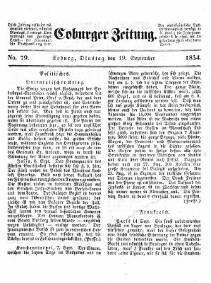 Coburger Zeitung Dienstag 19. September 1854