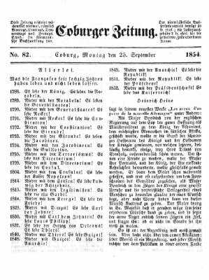 Coburger Zeitung Montag 25. September 1854