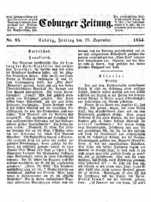 Coburger Zeitung Freitag 29. September 1854