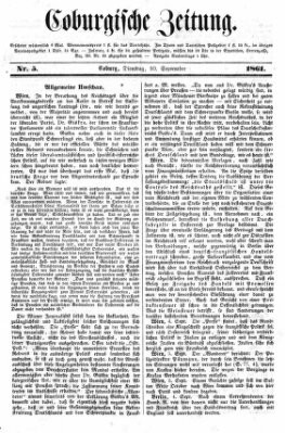 Coburger Zeitung Dienstag 10. September 1861