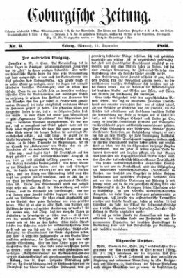 Coburger Zeitung Mittwoch 11. September 1861