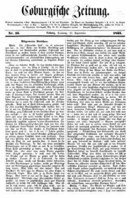 Coburger Zeitung Sonntag 22. September 1861