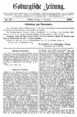 Coburger Zeitung Dienstag 24. September 1861