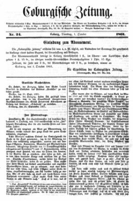 Coburger Zeitung Dienstag 1. Oktober 1861