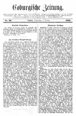 Coburger Zeitung Donnerstag 3. Oktober 1861