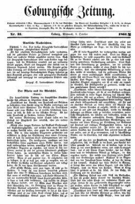 Coburger Zeitung Mittwoch 9. Oktober 1861