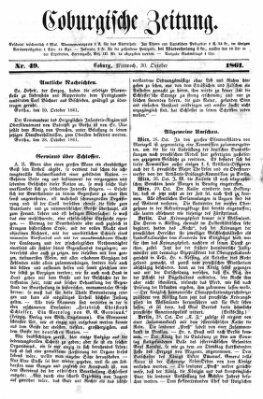 Coburger Zeitung Mittwoch 30. Oktober 1861