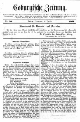 Coburger Zeitung Donnerstag 31. Oktober 1861