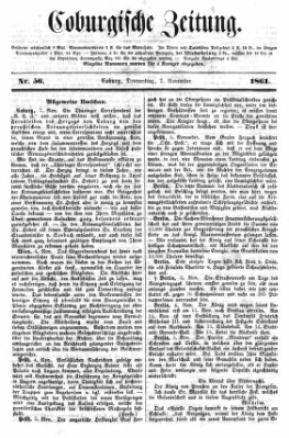 Coburger Zeitung Donnerstag 7. November 1861