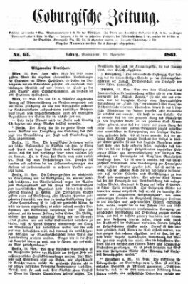 Coburger Zeitung Samstag 16. November 1861