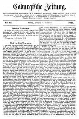 Coburger Zeitung Mittwoch 20. November 1861