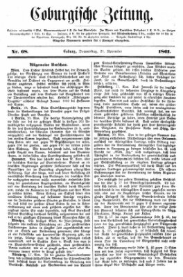 Coburger Zeitung Donnerstag 21. November 1861