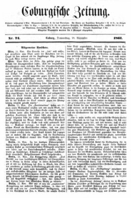 Coburger Zeitung Donnerstag 28. November 1861