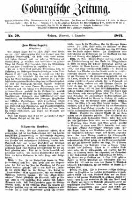 Coburger Zeitung Mittwoch 4. Dezember 1861