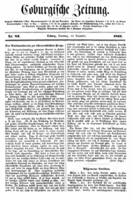 Coburger Zeitung Dienstag 10. Dezember 1861