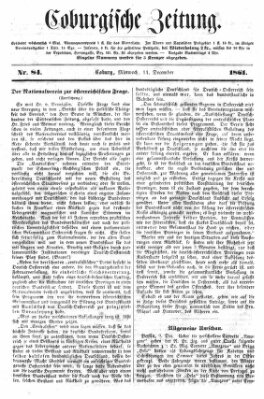 Coburger Zeitung Mittwoch 11. Dezember 1861