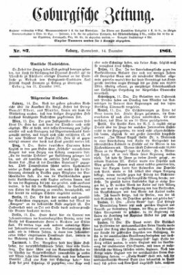 Coburger Zeitung Samstag 14. Dezember 1861