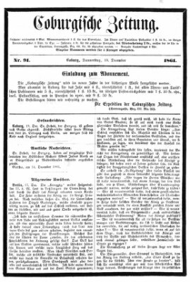 Coburger Zeitung Donnerstag 19. Dezember 1861