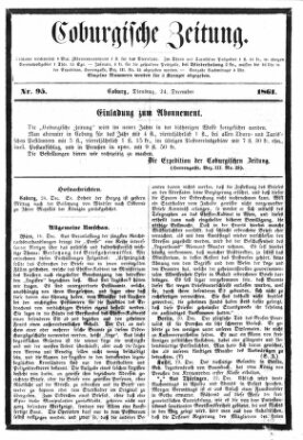 Coburger Zeitung Dienstag 24. Dezember 1861