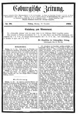 Coburger Zeitung Montag 30. Dezember 1861