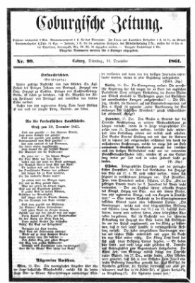 Coburger Zeitung Dienstag 31. Dezember 1861