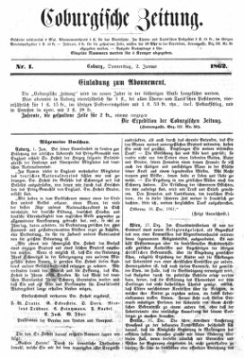 Coburger Zeitung Donnerstag 2. Januar 1862