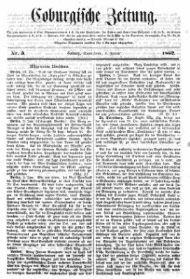 Coburger Zeitung Samstag 4. Januar 1862