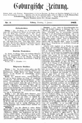 Coburger Zeitung Dienstag 7. Januar 1862