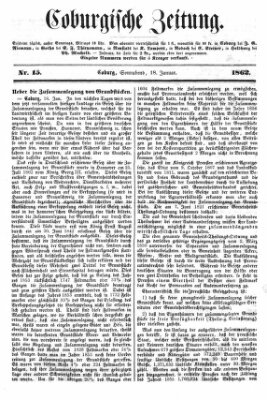 Coburger Zeitung Samstag 18. Januar 1862