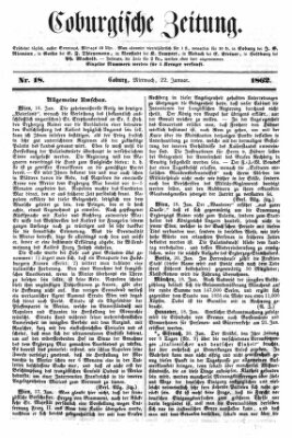 Coburger Zeitung Mittwoch 22. Januar 1862