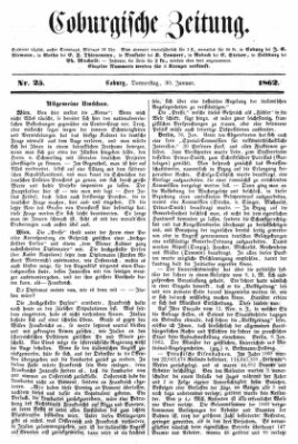 Coburger Zeitung Donnerstag 30. Januar 1862