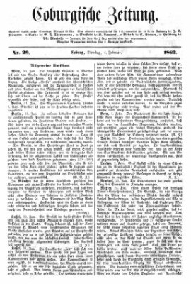 Coburger Zeitung Dienstag 4. Februar 1862