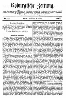 Coburger Zeitung Samstag 8. Februar 1862