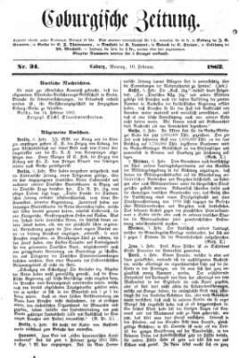 Coburger Zeitung Montag 10. Februar 1862