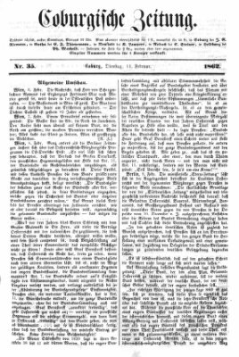 Coburger Zeitung Dienstag 11. Februar 1862