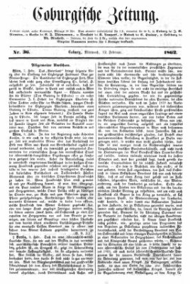 Coburger Zeitung Mittwoch 12. Februar 1862