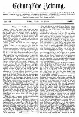 Coburger Zeitung Dienstag 18. Februar 1862