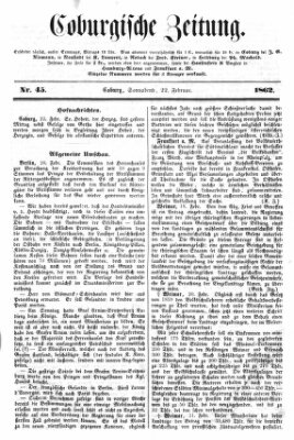 Coburger Zeitung Samstag 22. Februar 1862