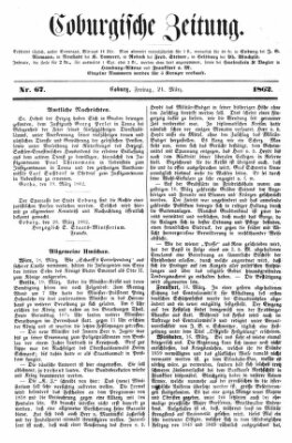 Coburger Zeitung Freitag 21. März 1862