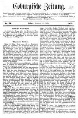 Coburger Zeitung Mittwoch 26. März 1862