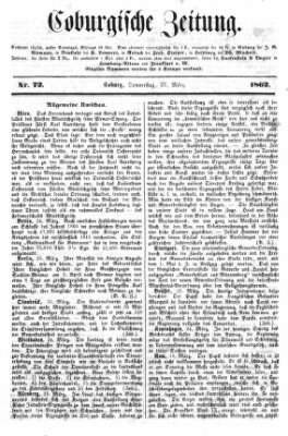 Coburger Zeitung Donnerstag 27. März 1862